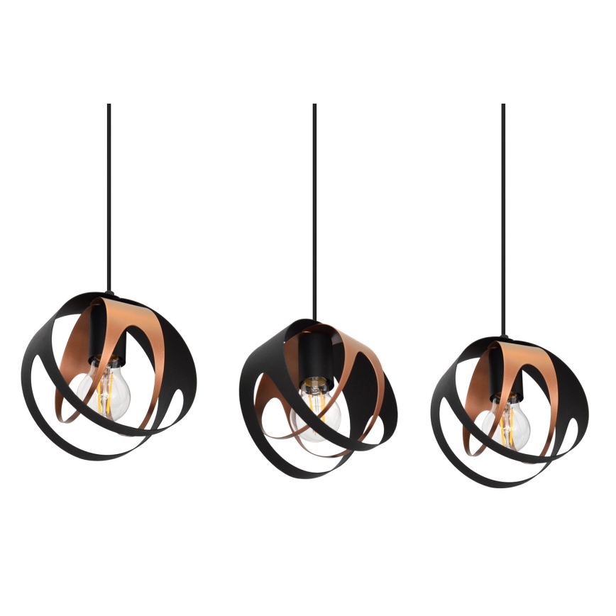 Hanglamp aan een koord MOONLIGHT 3xE27/15W/230V zwart/koper