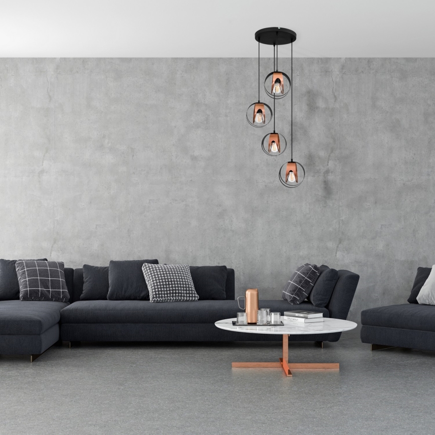 Hanglamp aan een koord MOONLIGHT 4xE27/15W/230V zwart/koper