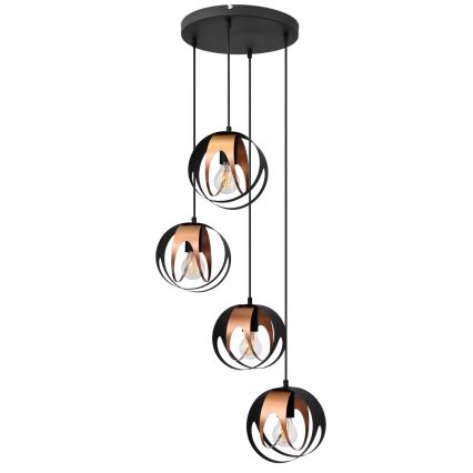 Hanglamp aan een koord MOONLIGHT 4xE27/15W/230V zwart/koper