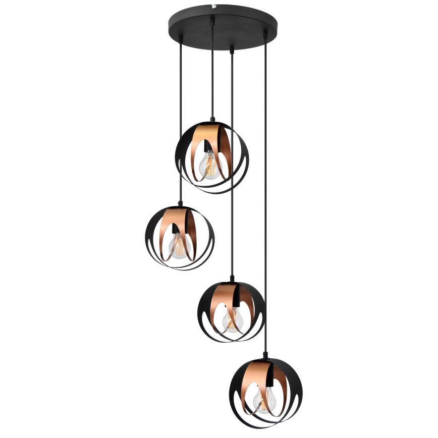 Hanglamp aan een koord MOONLIGHT 4xE27/15W/230V zwart/koper