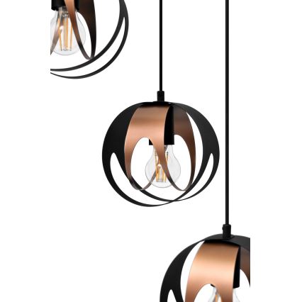 Hanglamp aan een koord MOONLIGHT 4xE27/15W/230V zwart/koper