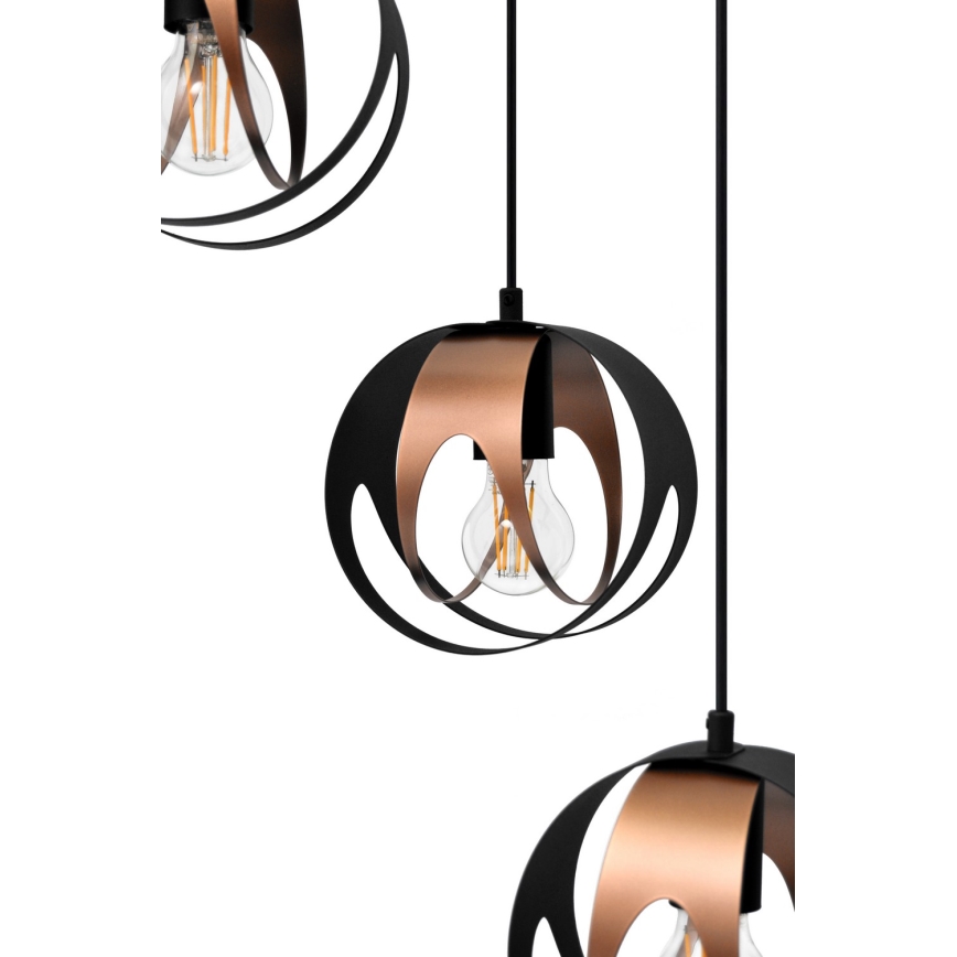 Hanglamp aan een koord MOONLIGHT 4xE27/15W/230V zwart/koper
