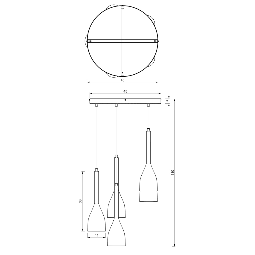 Hanglamp aan een koord MUZA 5xE27/15W/230V zwart/bruin/koper/beuken