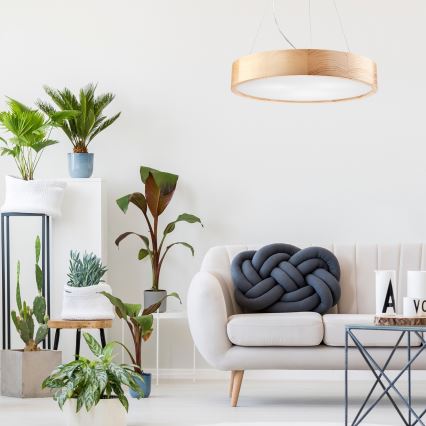 Hanglamp aan een koord NATURAL 3xE27/60W/230V ø 47 cm Dennenboom - FSC gecertificeerd