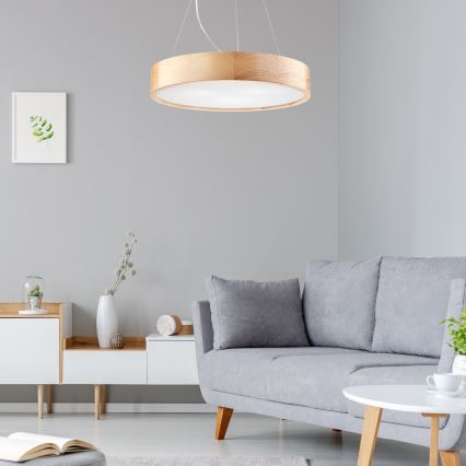 Hanglamp aan een koord NATURAL 3xE27/60W/230V ø 47 cm Dennenboom - FSC gecertificeerd