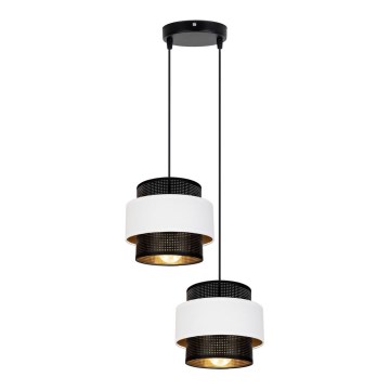 Hanglamp aan een koord NESS 2xE27/60W/230V diameter 30 cm zwart/wit