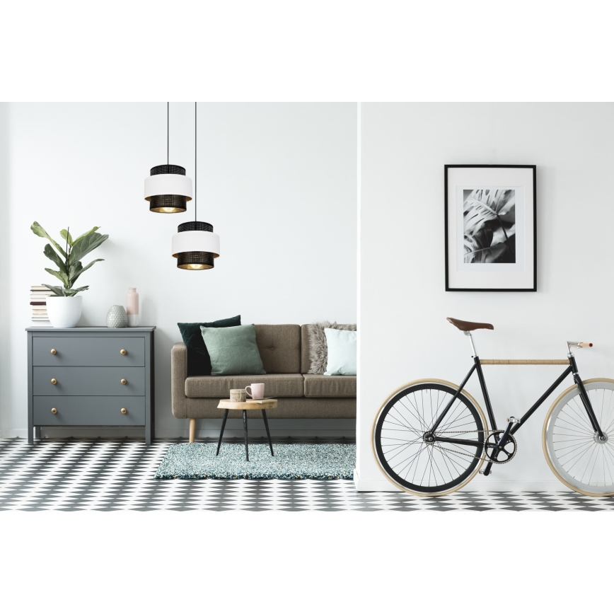 Hanglamp aan een koord NESS 2xE27/60W/230V diameter 30 cm zwart/wit