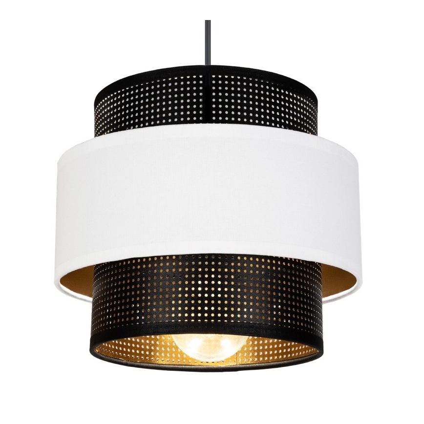 Hanglamp aan een koord NESS 2xE27/60W/230V diameter 30 cm zwart/wit