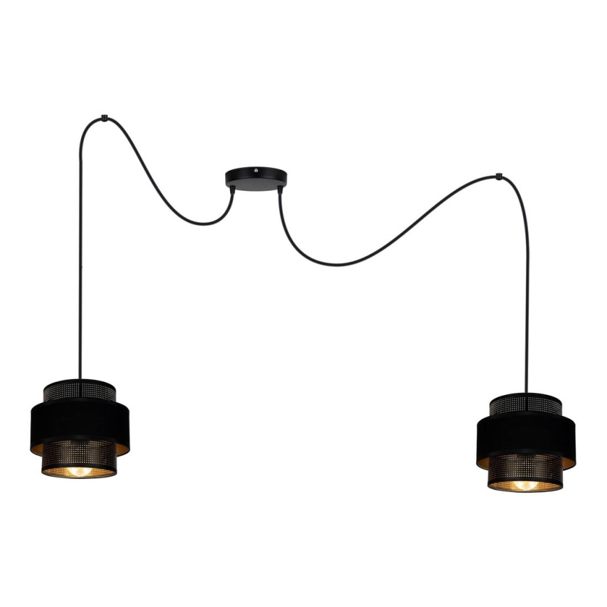 Hanglamp aan een koord NESS 2xE27/60W/230V spin zwart