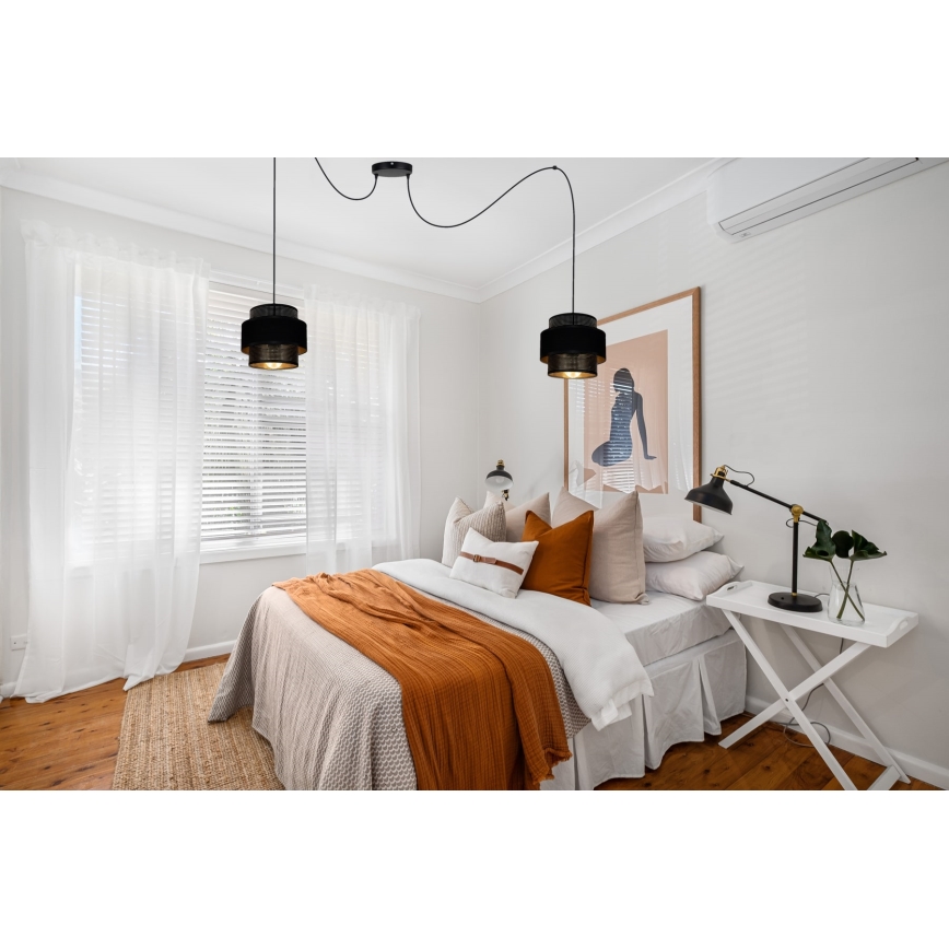 Hanglamp aan een koord NESS 2xE27/60W/230V spin zwart