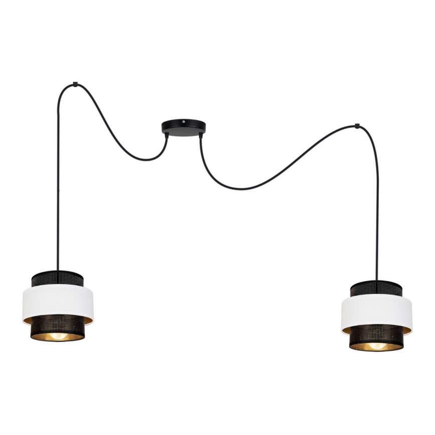 Hanglamp aan een koord NESS 2xE27/60W/230V spin zwart/wit