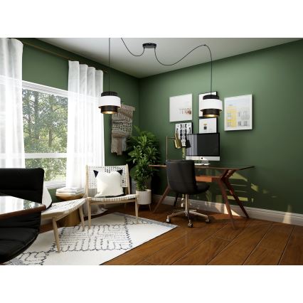 Hanglamp aan een koord NESS 2xE27/60W/230V spin zwart/wit