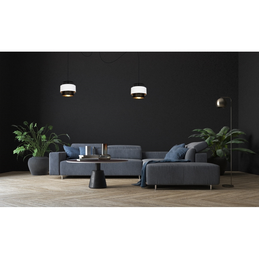 Hanglamp aan een koord NESS 2xE27/60W/230V spin zwart/wit