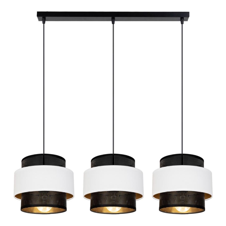 Hanglamp aan een koord NESS 3xE27/60W/230V zwart/wit