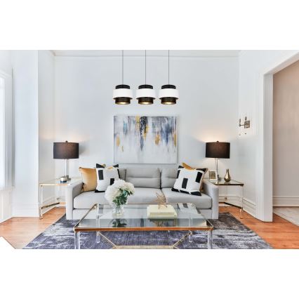 Hanglamp aan een koord NESS 3xE27/60W/230V zwart/wit