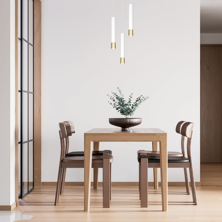 Hanglamp aan een koord NEST 3xGU10/8W/230V wit/goud rond