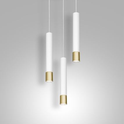 Hanglamp aan een koord NEST 3xGU10/8W/230V wit/goud rond