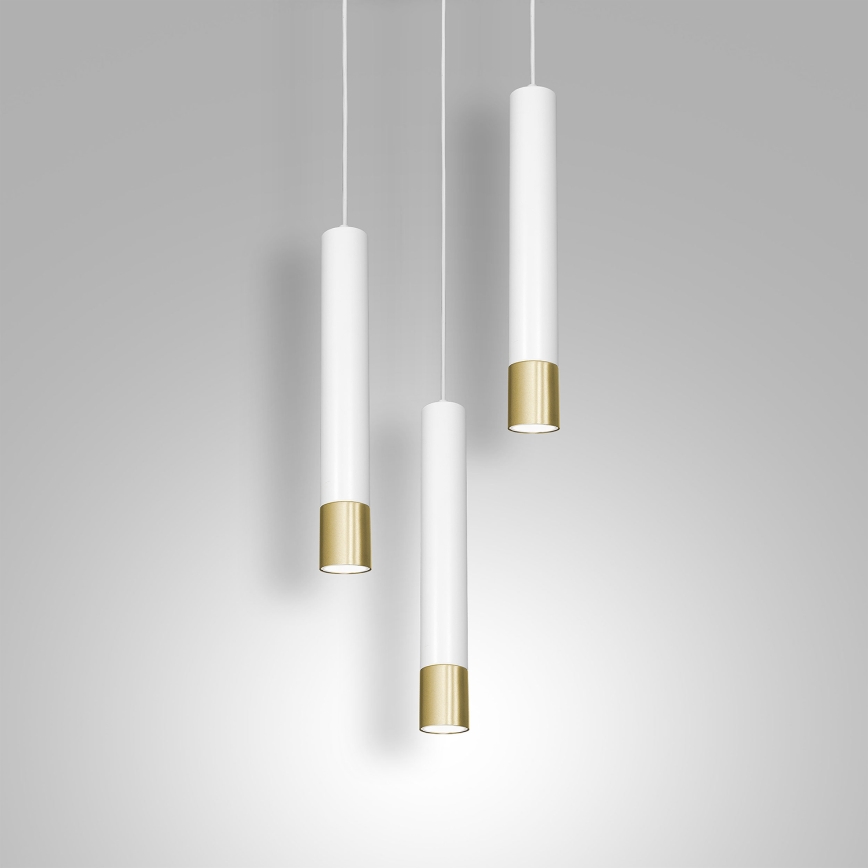 Hanglamp aan een koord NEST 3xGU10/8W/230V wit/goud rond