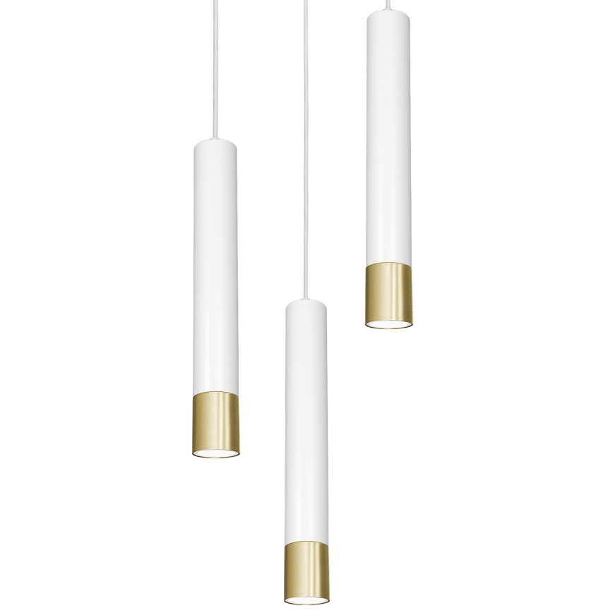 Hanglamp aan een koord NEST 3xGU10/8W/230V wit/goud rond