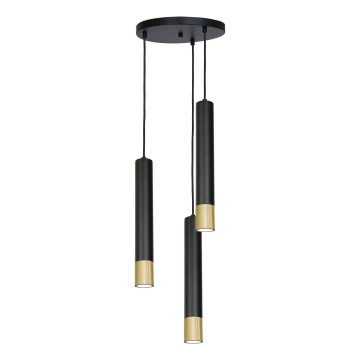 Hanglamp aan een koord NEST 3xGU10/8W/230V zwart/goud rond