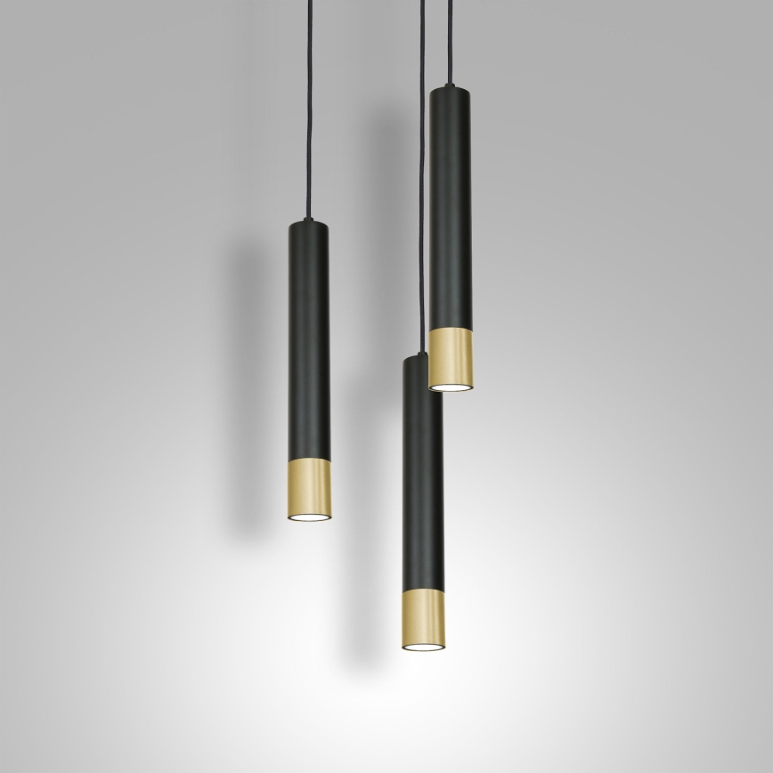 Hanglamp aan een koord NEST 3xGU10/8W/230V zwart/goud rond