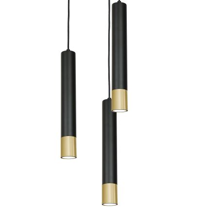 Hanglamp aan een koord NEST 3xGU10/8W/230V zwart/goud rond