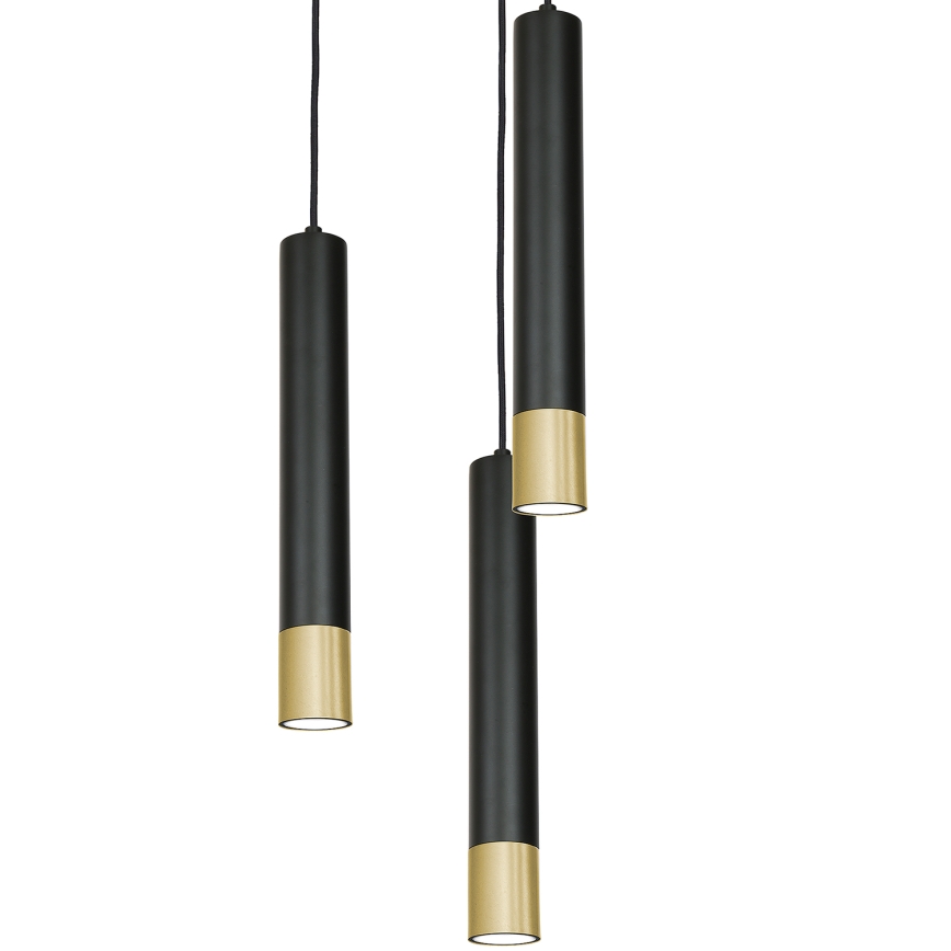 Hanglamp aan een koord NEST 3xGU10/8W/230V zwart/goud rond