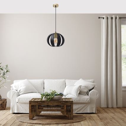 Hanglamp aan een koord NEWTON 1xE27/15W/230V zwart/gouden