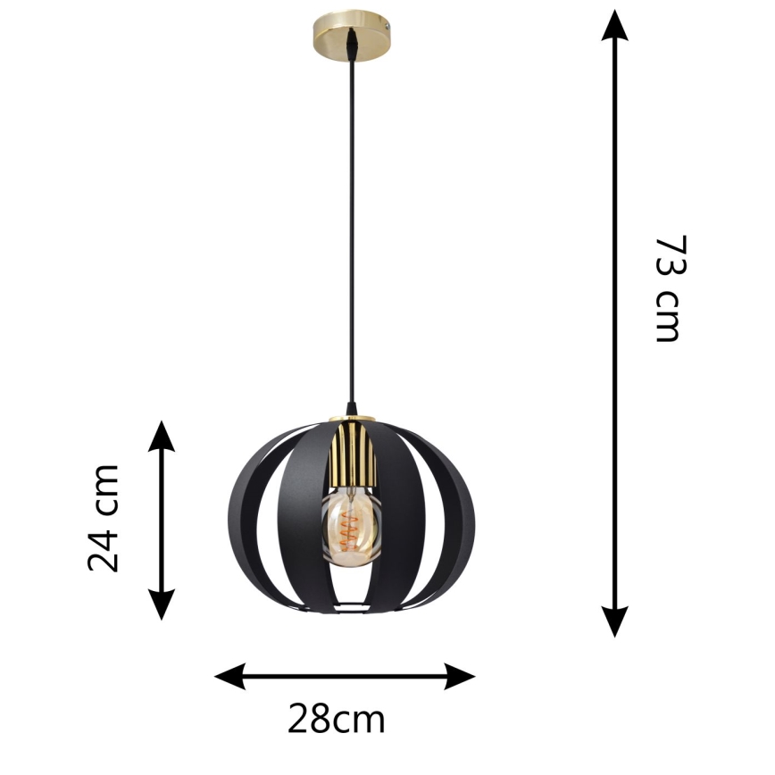 Hanglamp aan een koord NEWTON 1xE27/15W/230V zwart/gouden