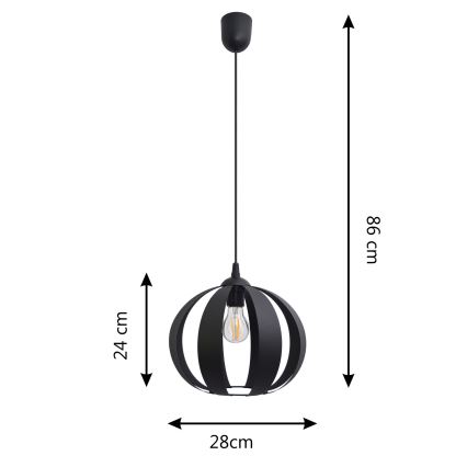 Hanglamp aan een koord NEWTON 1xE27/15W/230V zwart