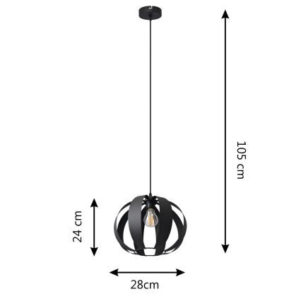 Hanglamp aan een koord NEWTON 1xE27/15W/230V zwart