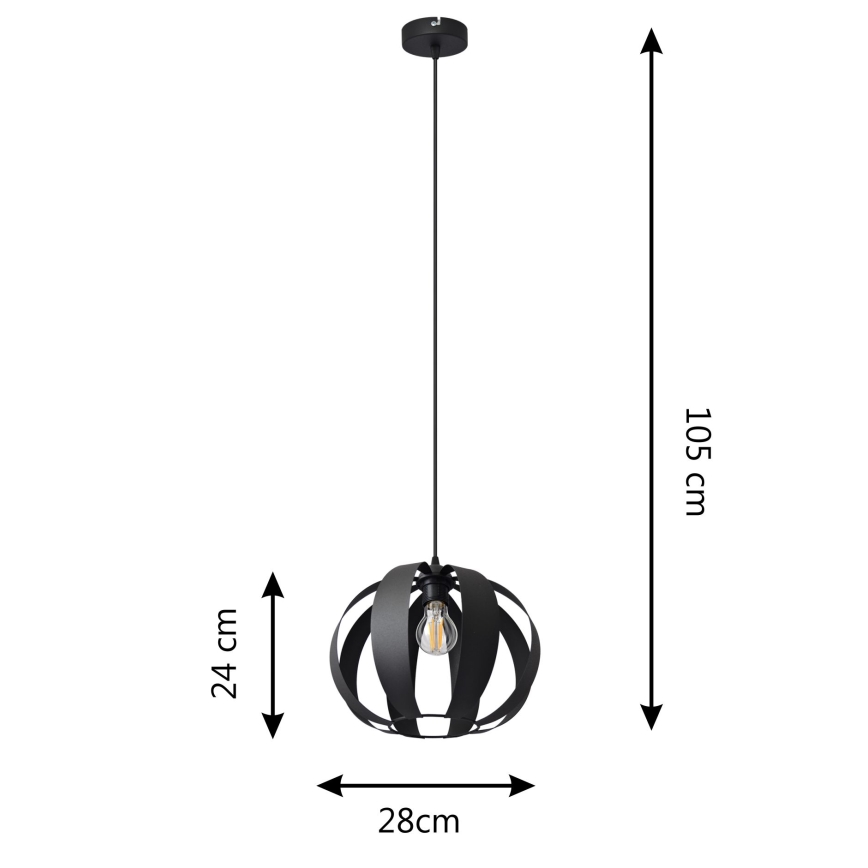 Hanglamp aan een koord NEWTON 1xE27/15W/230V zwart