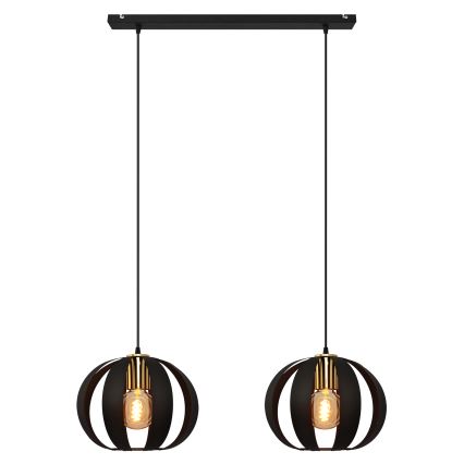 Hanglamp aan een koord NEWTON 2xE27/15W/230V zwart/gouden