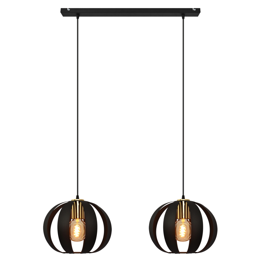 Hanglamp aan een koord NEWTON 2xE27/15W/230V zwart/gouden