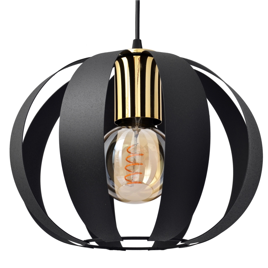 Hanglamp aan een koord NEWTON 3xE27/15W/230V zwart/gouden