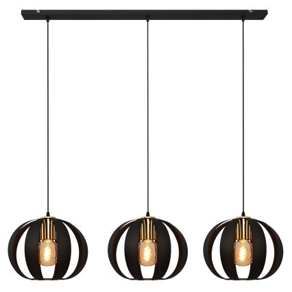 Hanglamp aan een koord NEWTON 3xE27/15W/230V zwart/gouden
