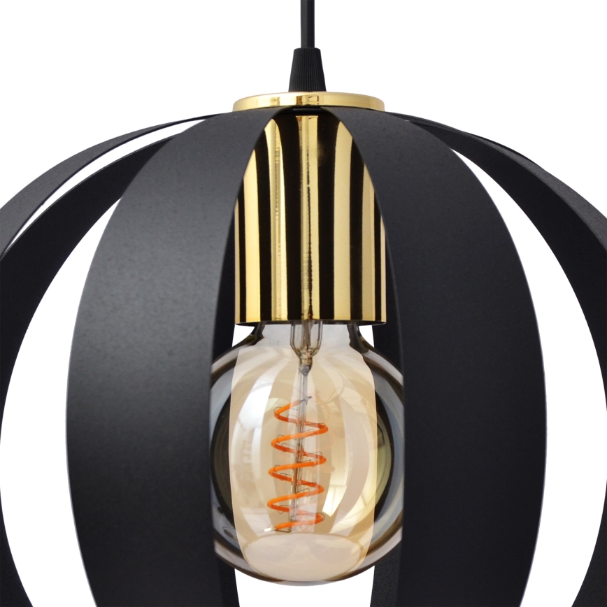 Hanglamp aan een koord NEWTON 3xE27/15W/230V zwart/gouden
