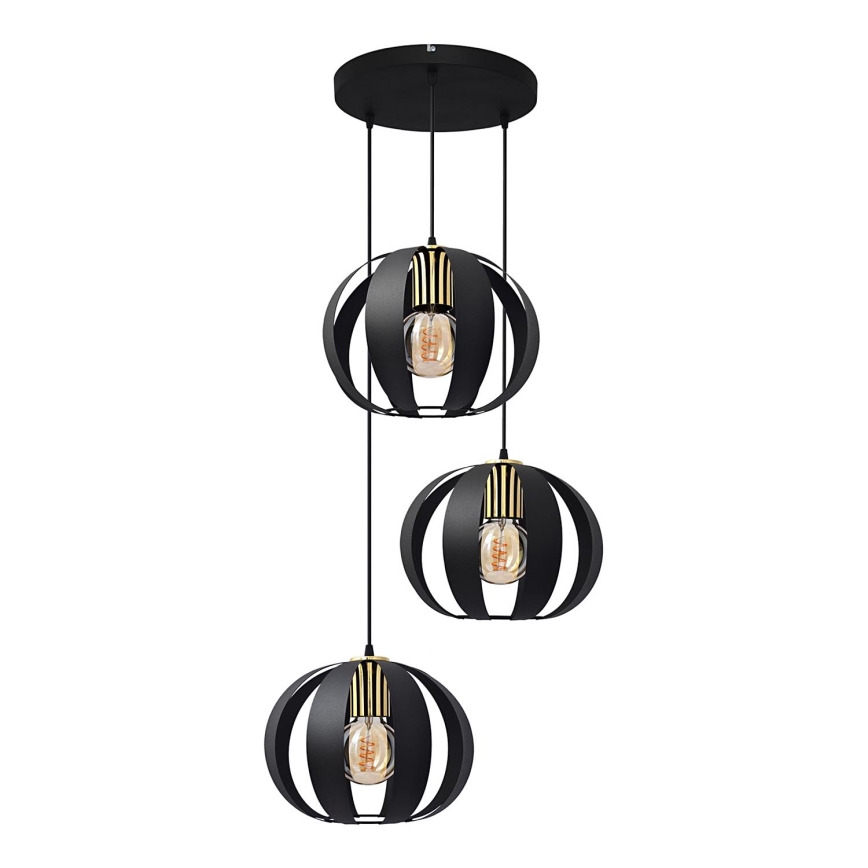 Hanglamp aan een koord NEWTON 3xE27/15W/230V zwart