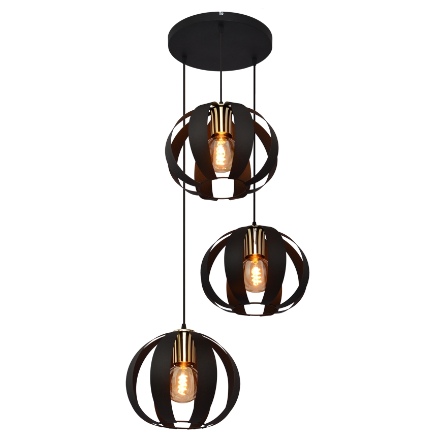 Hanglamp aan een koord NEWTON 3xE27/15W/230V zwart