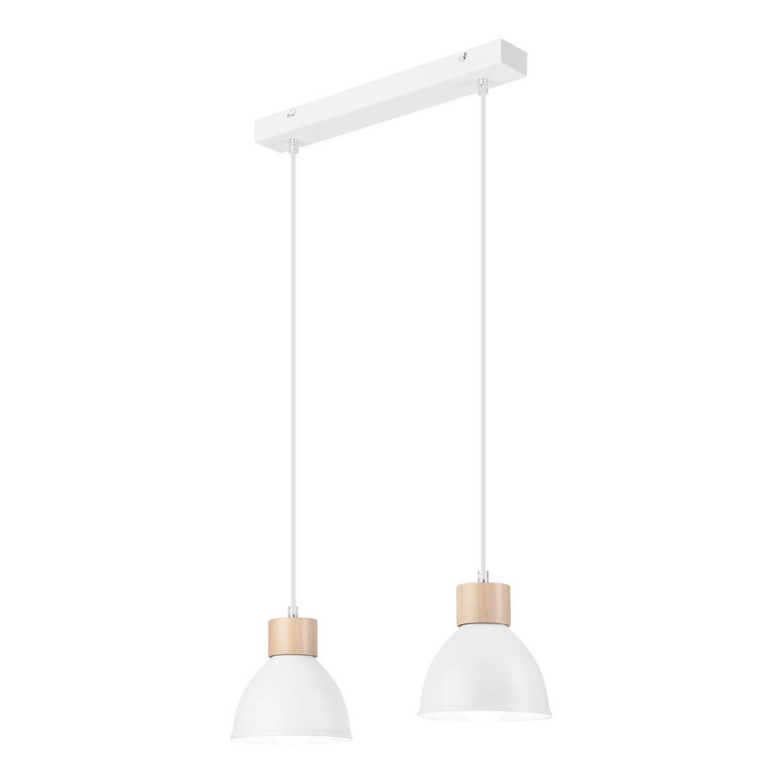 Hanglamp aan een koord NICO 2xE27/60W/230V wit/beuken