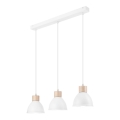 Hanglamp aan een koord NICO 3xE27/60W/230V wit/beuken