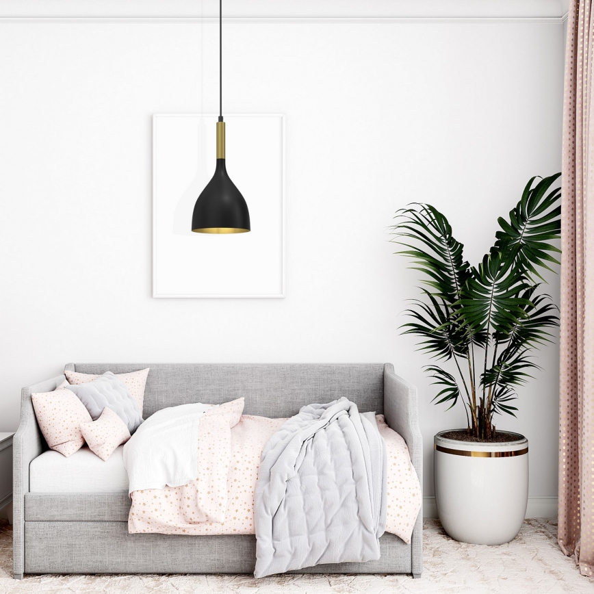 Hanglamp aan een koord NOAK 1xE27/15W/230V zwart/goud