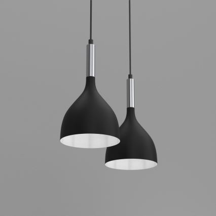 Hanglamp aan een koord NOAK 2xE27/15W/230V zwart/glanzend chroom