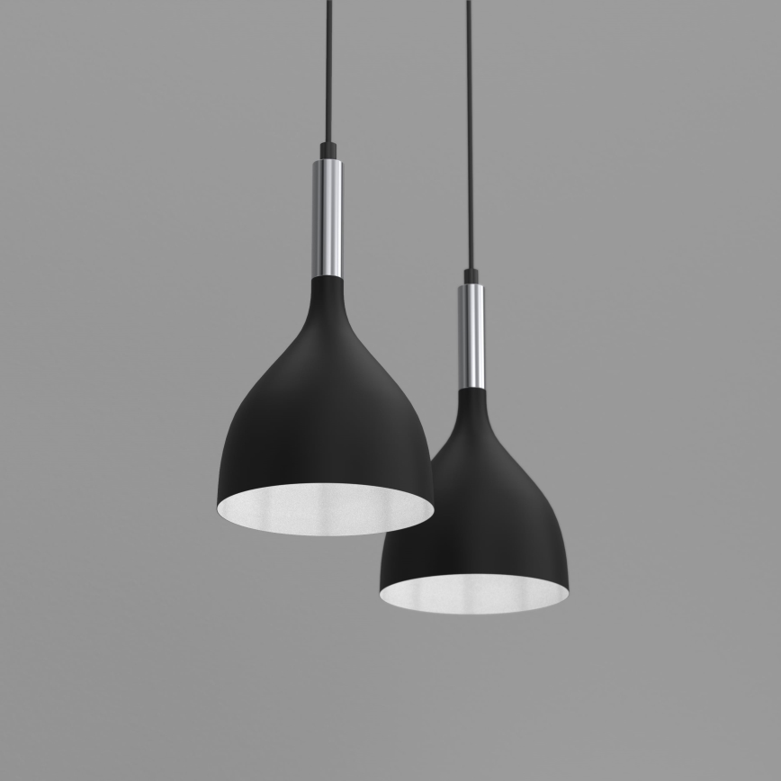 Hanglamp aan een koord NOAK 2xE27/15W/230V zwart/glanzend chroom