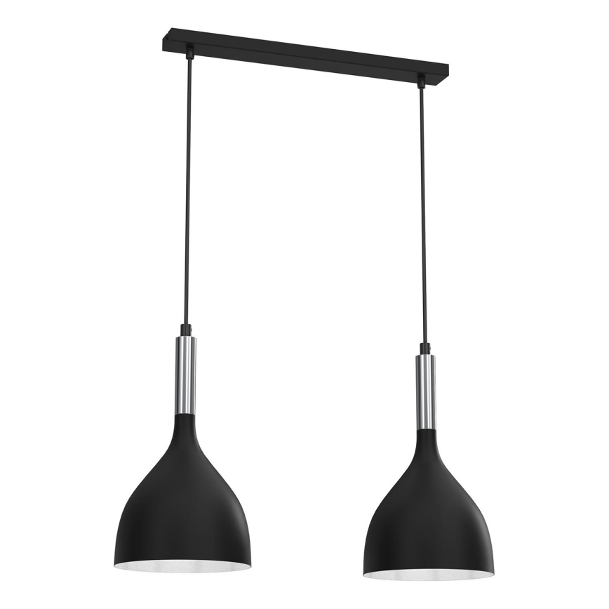 Hanglamp aan een koord NOAK 2xE27/15W/230V zwart/glanzend chroom