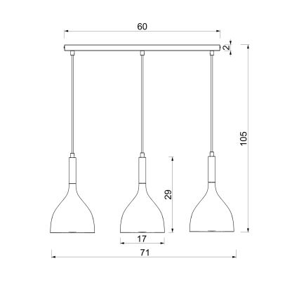 Hanglamp aan een koord NOAK 3xE27/15W/230V messing/goud