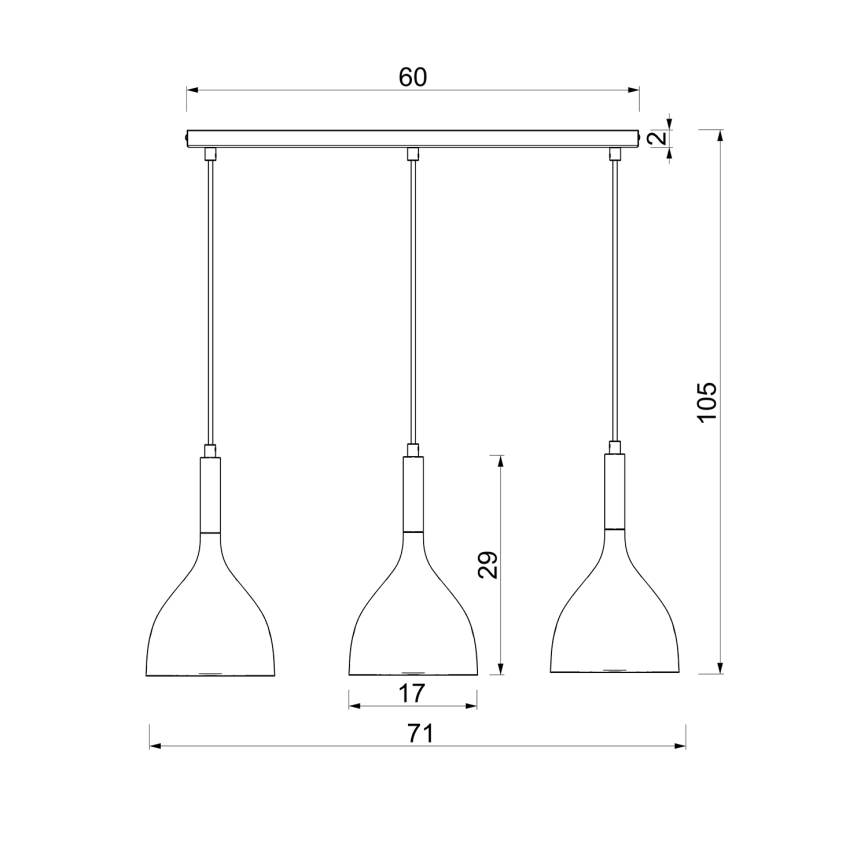 Hanglamp aan een koord NOAK 3xE27/15W/230V messing/goud