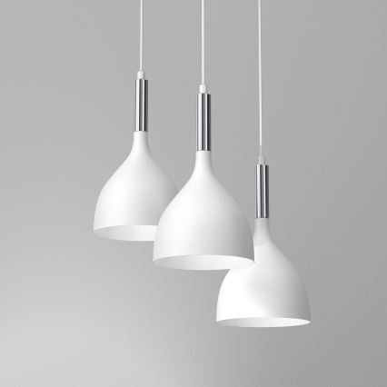 Hanglamp aan een koord NOAK 3xE27/15W/230V wit/glanzend chroom