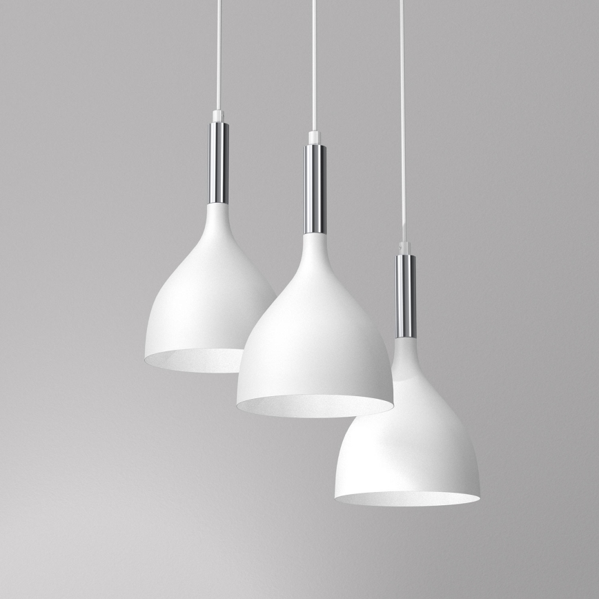 Hanglamp aan een koord NOAK 3xE27/15W/230V wit/glanzend chroom