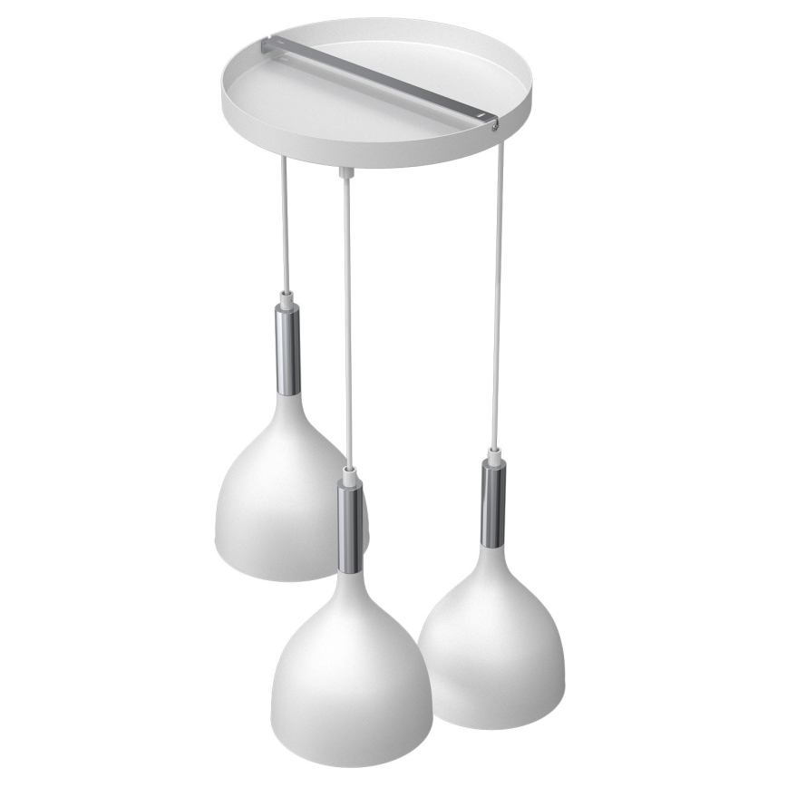 Hanglamp aan een koord NOAK 3xE27/15W/230V wit/glanzend chroom